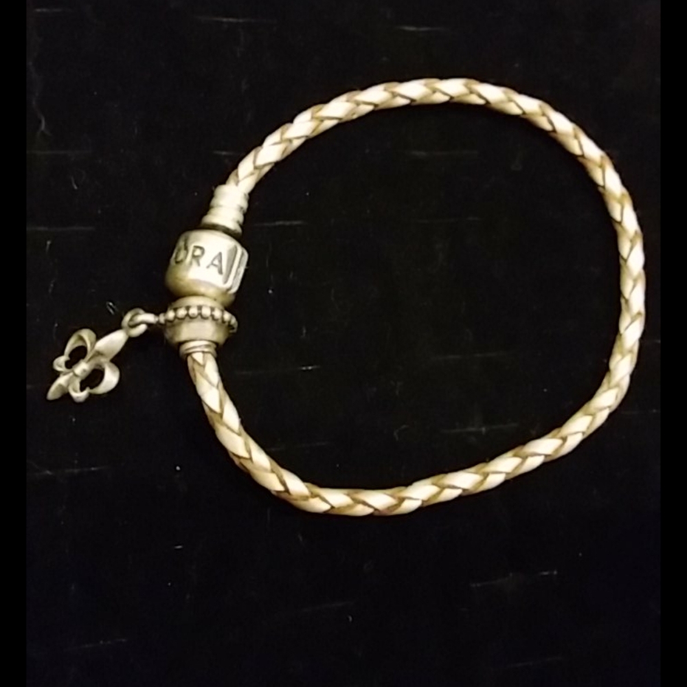 Pandora 925 Single Braided Leather Bracelet 7.5"